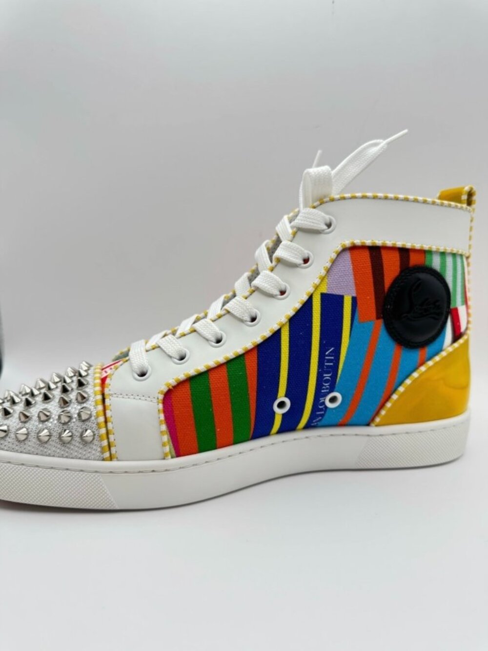 Christian Louboutin Lou Spikes Orlato Flat Version Multi High Top Sneakers EU 42